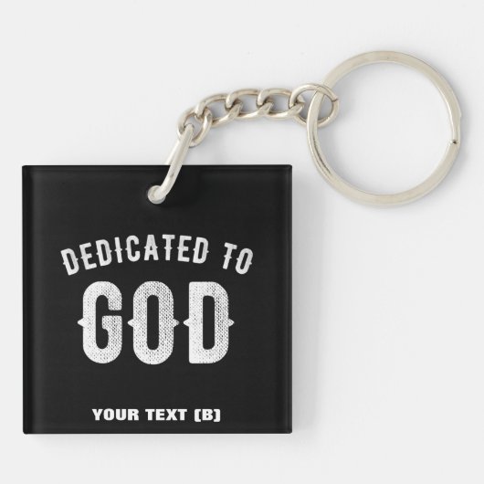 DEDICATED TO GOD COOL WHITE TEKST SLEUTELHANGER (Achterkant)