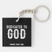 DEDICATED TO GOD COOL  WHITE TEKST SLEUTELHANGER (Achterkant)