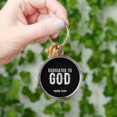 DEDICATED TO GOD COOL  WHITE TEKST SLEUTELHANGER (Hand)