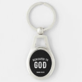 DEDICATED TO GOD  COOL WHITE TEKST SLEUTELHANGER (Voorkant)