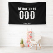 DEDICATED TO GOD COOL  WHITE TEKST SPANDOEK (Insitu)