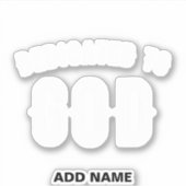 DEDICATED TO GOD COOL WHITE TEKST STICKER (Voorkant)