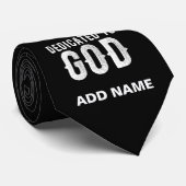 DEDICATED TO GOD COOL WHITE TEKST STROPDAS (Opgerold)