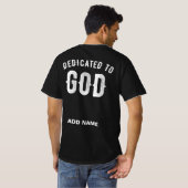 DEDICATED TO GOD COOL WHITE TEKST T-SHIRT (Achterkant volledig)
