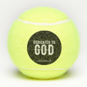 DEDICATED TO GOD COOL WHITE TEKST TENNISBALLEN (Achterkant)