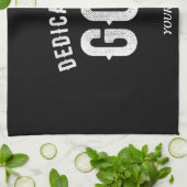 DEDICATED TO GOD COOL WHITE TEKST THEEDOEK (Gevouwen)