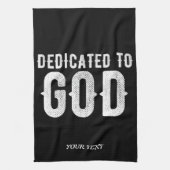 DEDICATED TO GOD COOL  WHITE TEKST THEEDOEK (Verticaal)