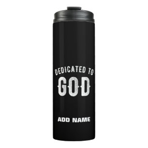 DEDICATED TO GOD COOL WHITE TEKST THERMOSBEKER