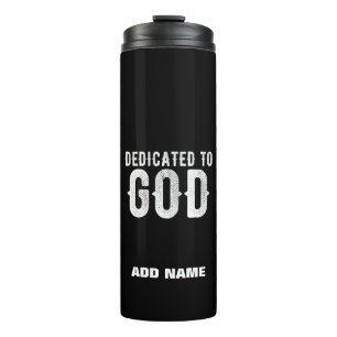 DEDICATED TO GOD COOL  WHITE TEKST THERMOSBEKER