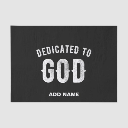 DEDICATED TO GOD  COOL WHITE TEKST TISSUEPAPIER (Voorkant)
