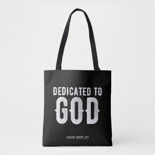 DEDICATED TO GOD COOL  WHITE TEKST TOTE BAG (Voorkant)