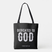 DEDICATED TO GOD COOL  WHITE TEKST TOTE BAG (Achterkant)