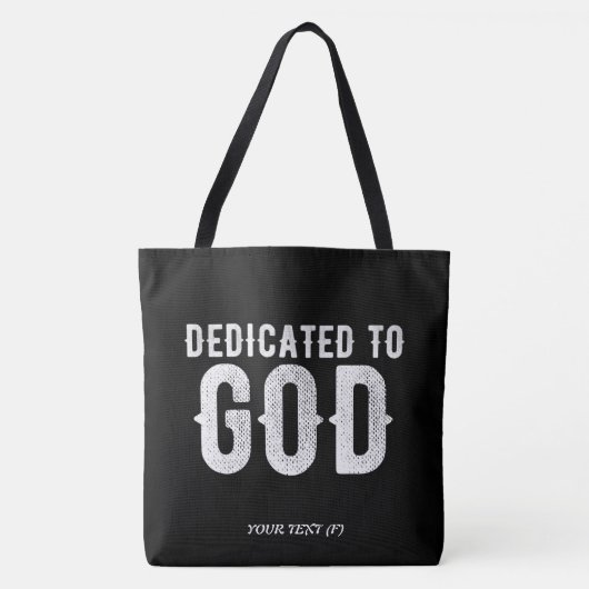 DEDICATED TO GOD COOL  WHITE TEKST TOTE BAG (Voorkant)