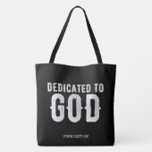 DEDICATED TO GOD COOL  WHITE TEKST TOTE BAG (Achterkant)