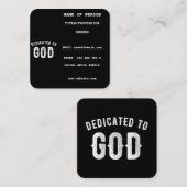 DEDICATED TO GOD  COOL WHITE TEKST VIERKANTE VISITEKAARTJE (Voorkant / Achterkant)