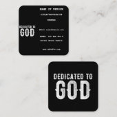 DEDICATED TO GOD COOL  WHITE TEKST VIERKANTE VISITEKAARTJE (Voorkant / Achterkant)