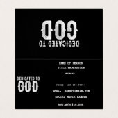 DEDICATED TO GOD COOL WHITE TEKST VISITEKAARTJE (Buitenkant ongevouwen)