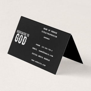 DEDICATED TO GOD COOL WHITE TEKST VISITEKAARTJE