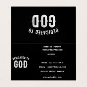 DEDICATED TO GOD COOL WHITE TEKST VISITEKAARTJE (Buitenkant ongevouwen)