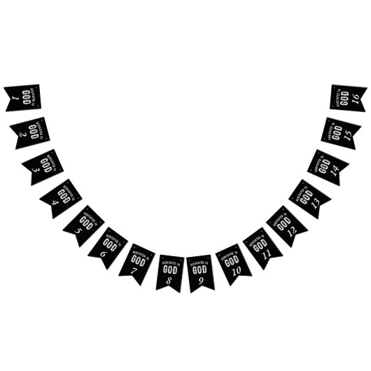 DEDICATED TO GOD COOL WHITE TEKST VLAGGETJES (Alle)