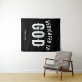 DEDICATED TO GOD COOL WHITE TEKST WANDKLEED (In Situ (horizontaal))