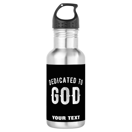 DEDICATED TO GOD COOL WHITE TEKST WATERFLES (Voorkant)