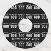 DEDICATED TO GOD COOL WHITE TEKST WIJNGLASLABEL (Voorkant)