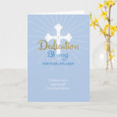 Dedicatie Blessings Boy Blue en Gold Kaart (Gele Bloem)