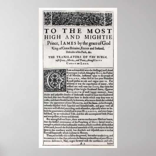 Dedicatiepagina in de Heilige Bijbel Poster (Voorkant)