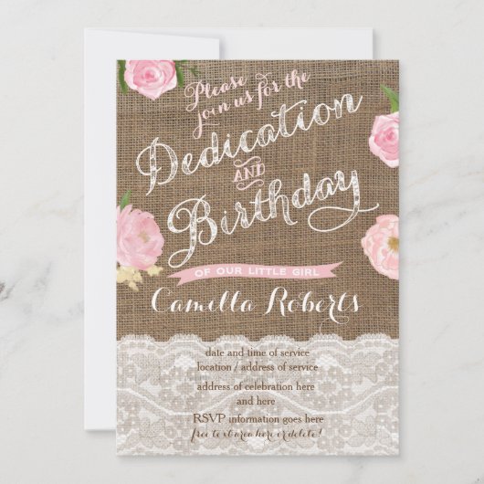 Dedication and Birthday Party nodigt Kaart voor me (Voorkant)