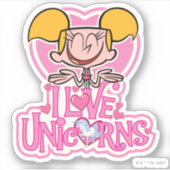 Dee Dee - I Love Unicorns Sticker (Voorkant)