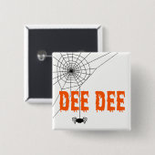 Dee Dee Oranje Driving Font Spider Web Button (Voorkant /achterkant)