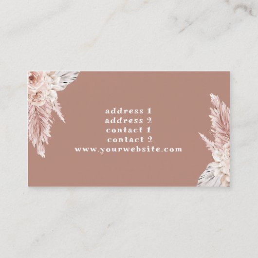 Dee Jay Boho Bloemen Bruine achtergrond Visitekaartje (Achterkant)