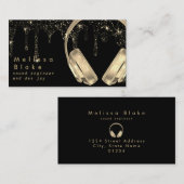 Dee Jay Faux Gold op zwarte glitter druppels Visitekaartje (Voorkant / Achterkant)