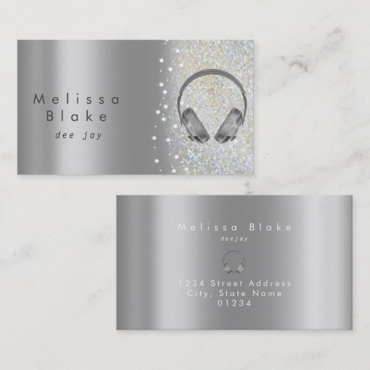 Dee Jay Silver Shade Glitter Visitekaartje (Voorkant / Achterkant)
