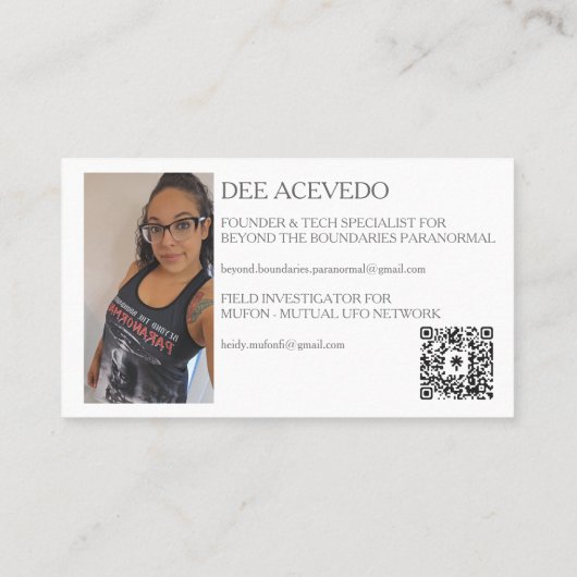 Dee Paranormal Horizontal Business Card with Photo Visitekaartje (Achterkant)