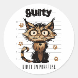 Deed het expres - grappige kat ronde sticker