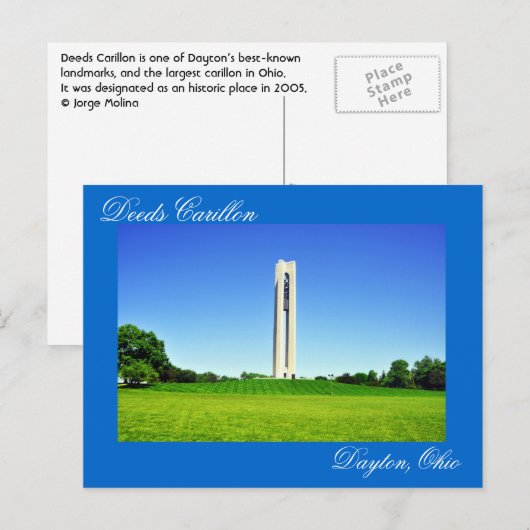 Deeds Carillon, Dayton, Ohio, VS Briefkaart (Voorkant / Achterkant)