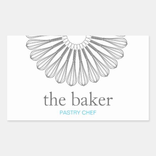 Deeg Chef Baking Whisk Modern Catering Rechthoekige Sticker (Voorkant)