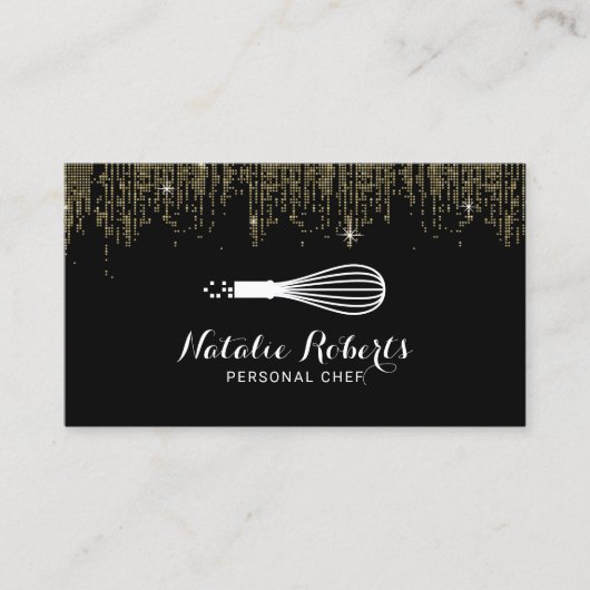 Deeg Chef Whisk Logo Moderne Confetti Visitekaartje (Voorkant)