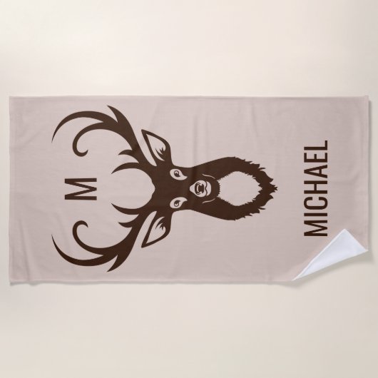 Deeg met Jouw naam- en Monogram-badhanddoek Strandlaken (Voorkant)