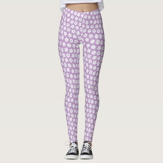 deeg Paars ventilatorpatroon Leggings (Voorkant)