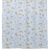 Deegblauw  bloemgordijn douchegordijn (Voorkant)