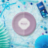  deegboek Paarse monogram en naam Papieren Bordje (Feest)