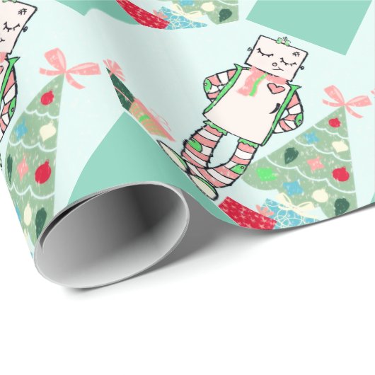  deegholiday-robot en -boom cadeaupapier (Rol Hoek)