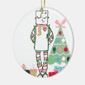  deegholiday-robot en -boom keramisch ornament (Links)