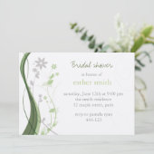 Deegroen en grijze bloemcharm-uitnodiging kaart (Staand voorkant)