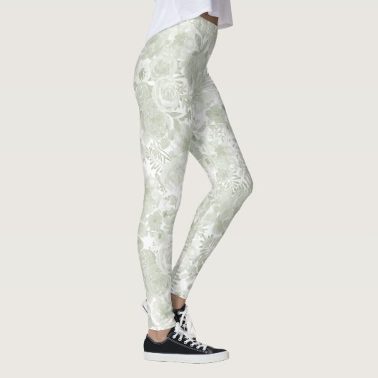Deegroen waterverf botanische florale leggings (Rechts)