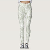 Deegroen waterverf botanische florale leggings (Voorkant)