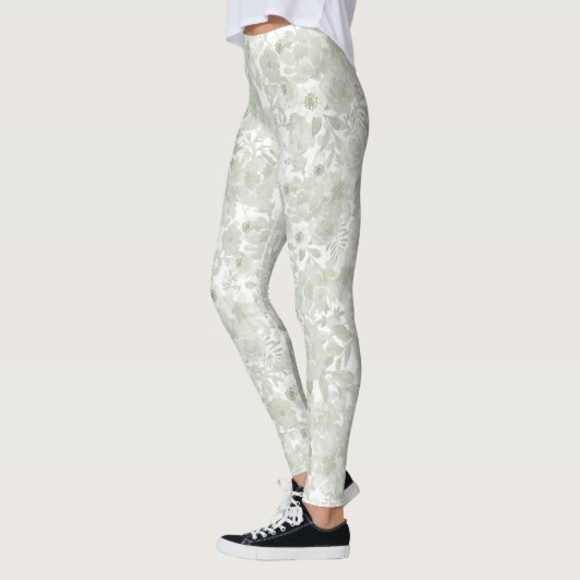 Deegroen waterverf botanische florale leggings (Links)
